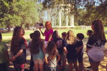 homeschooling in a park