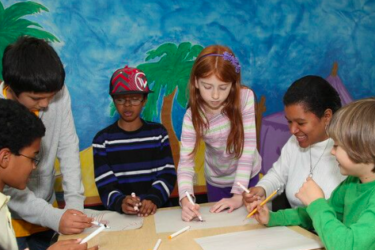 kids in the Young Scholars program at work